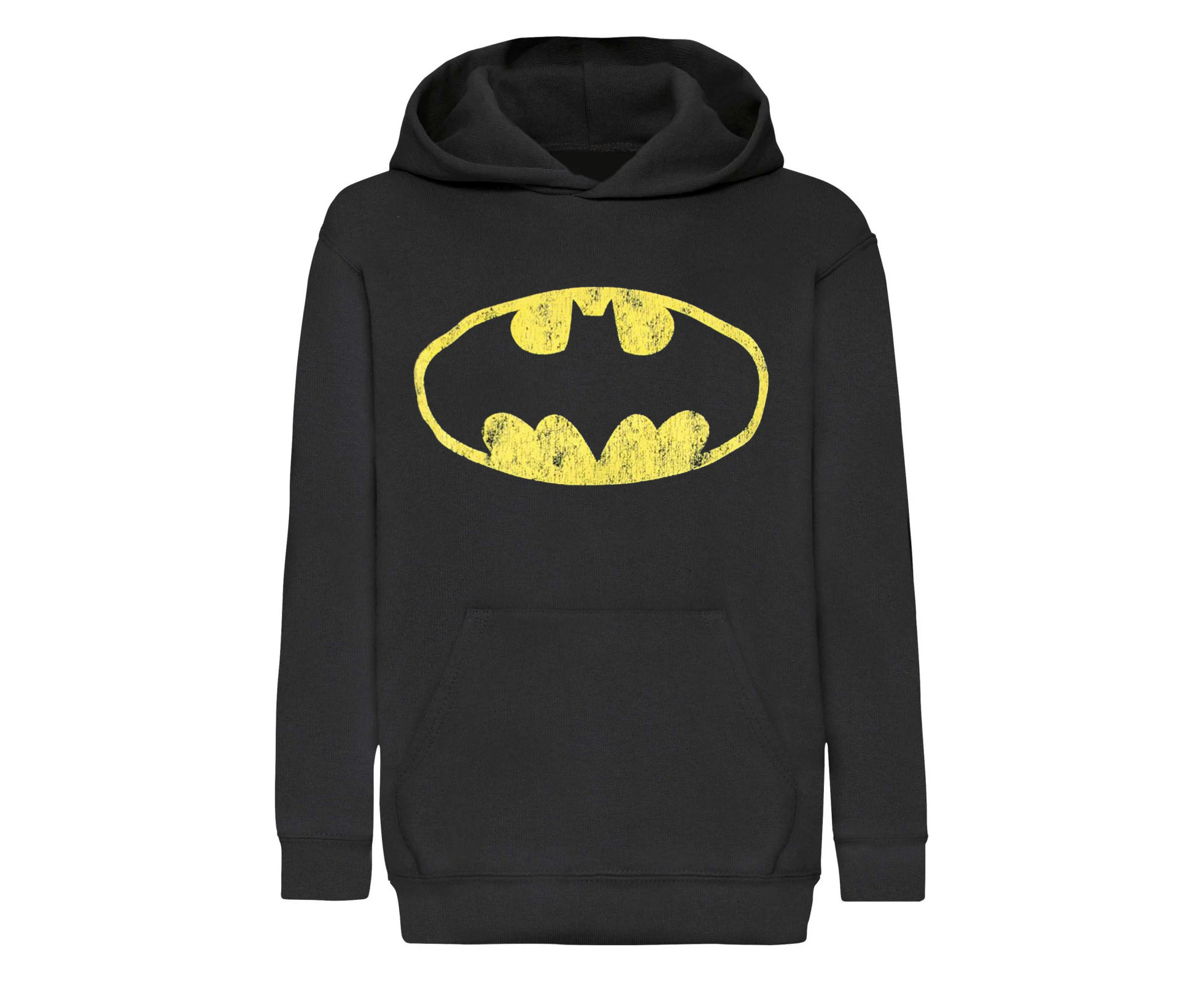 Batman Womens Distressed Logo Hoodie (Black) - NS4224