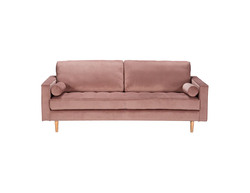 Life Interiors Harper 3 Seater Velvet Sofa (Ash, Blush)