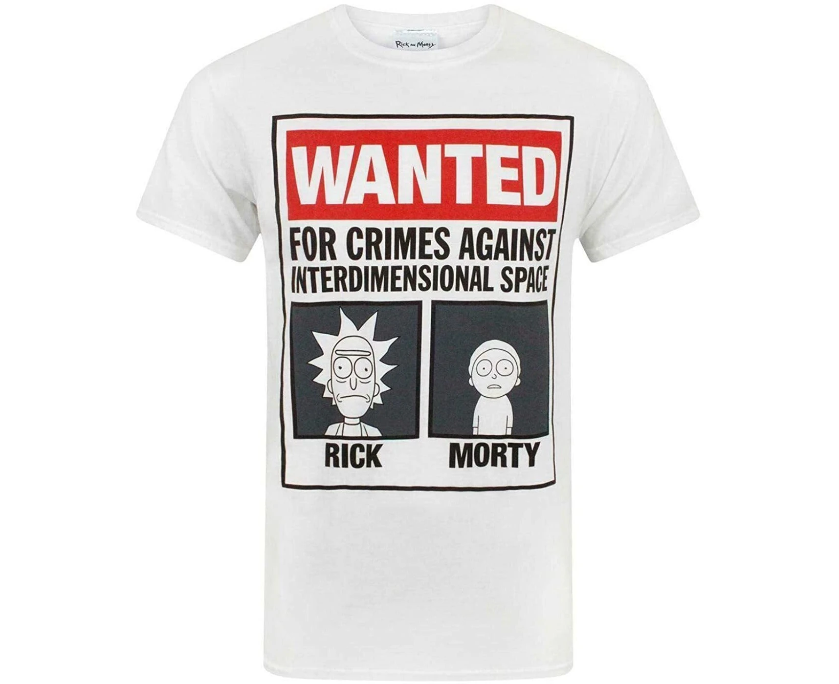 Rick And Morty Mens Wanted T-Shirt (White) - NS4397