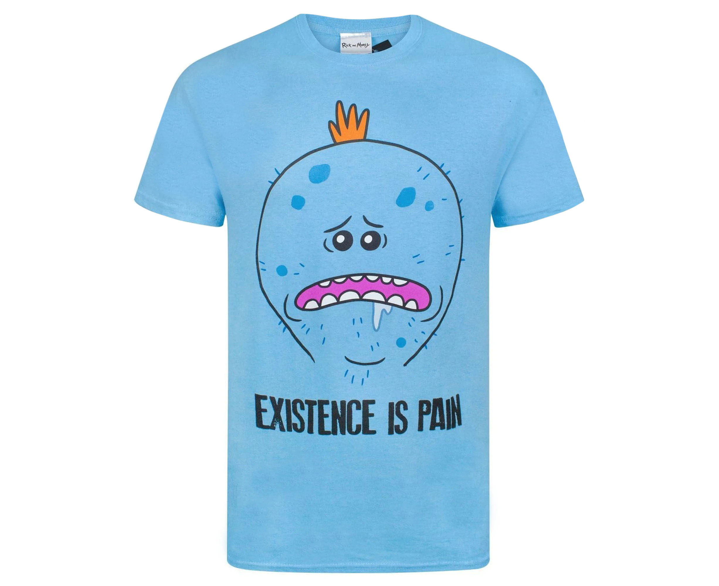 Rick And Morty Mens Meeseeks Existence Is Pain T-Shirt (Blue) - NS4421