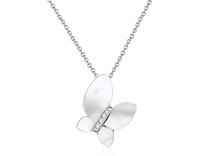 Mestige Chrysalis Necklace w/ Swarovski® Crystals - Silver/Mother Of Pearl