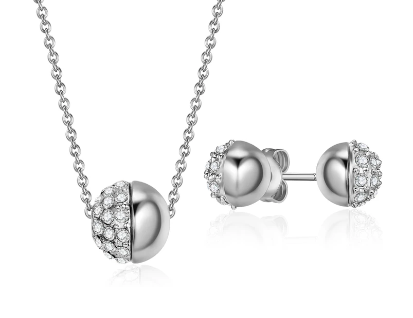Mestige Paige Necklace & Earring Set w/ Swarovski® Crystals - Silver