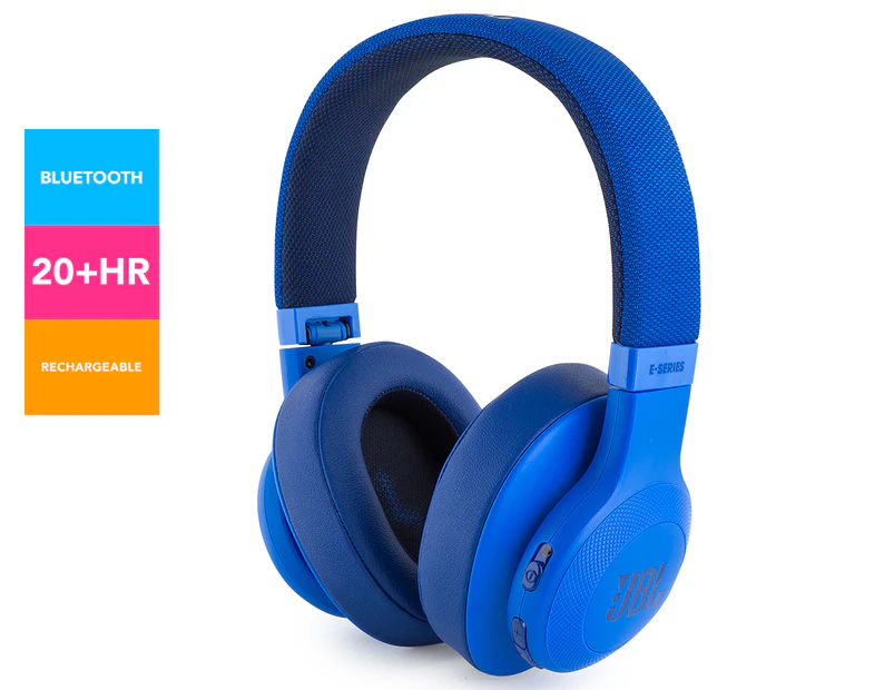JBL E55 Bluetooth Over-Ear Headphones - Blue