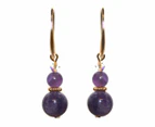 Exquisite Natural Round Amethyst & Swarovski Crystal Beads Earrings