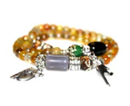6-12mm Natural Dragon's Vein Agate & Agate with Australian Silver Charms Triple Wrap Gemstone Bracelet