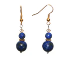 Exquisite Natural Round Lapis Lazuli & Swarovski Crystal Beads Earrings