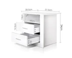 Bedside Table Shelf Storage Cabinet Cupboard Anti-Scratch 2 Drawers Retro Lamp Nightstand Bedroom Home Furniture White