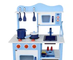 Kids Kitchen Pretend Role Play Set with Cabinet Cupboard Storage Toddlers Wooden Cooking Cookware Home Children Toy Gift