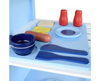 Kids Kitchen Pretend Role Play Set with Cabinet Cupboard Storage Toddlers Wooden Cooking Cookware Home Children Toy Gift