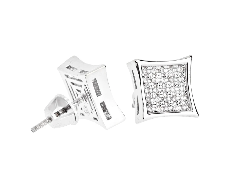 Iced Out Bling Micro Pave Earrings - K-KITE 10mm - Silver