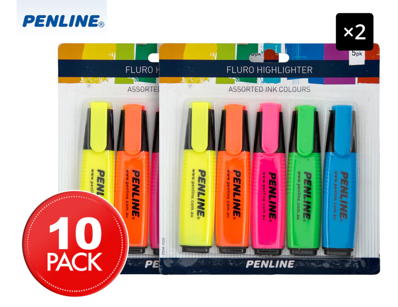 2 x Penline Fluro Highlighter 5-Pack - Multi