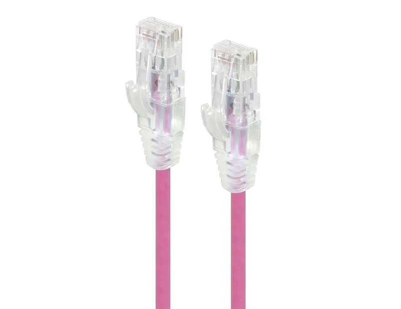 Alogic C6S-0.30PNK 0.30m Pink Ultra Slim Cat6 Network Cable - Series Alpha
