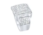 Sterling 925 Silver Pave Ring - KING BLING - Silver