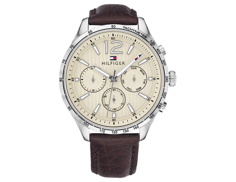 Tommy Hilfiger Men's 44mm Gavin Leather Watch - Brown/Parchment