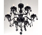 FRENCH PROVINCIAL GLASS CHANDELIER 6 LAMP ARMS CEILING LIGHT LIGHTING BLACK