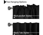 2x Blockout Curtains Pair for Living Room/Bedroom, Rod Pocket/ Back Tab Top Blackout Window Curtains Drapes, Jet Black