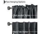 2 Panels Blackout Curtains for Bedroom Window Curtain Drapes Pair for Living Room, Rod Pocket / Back Tab Curtain Header, Charcoal Gray