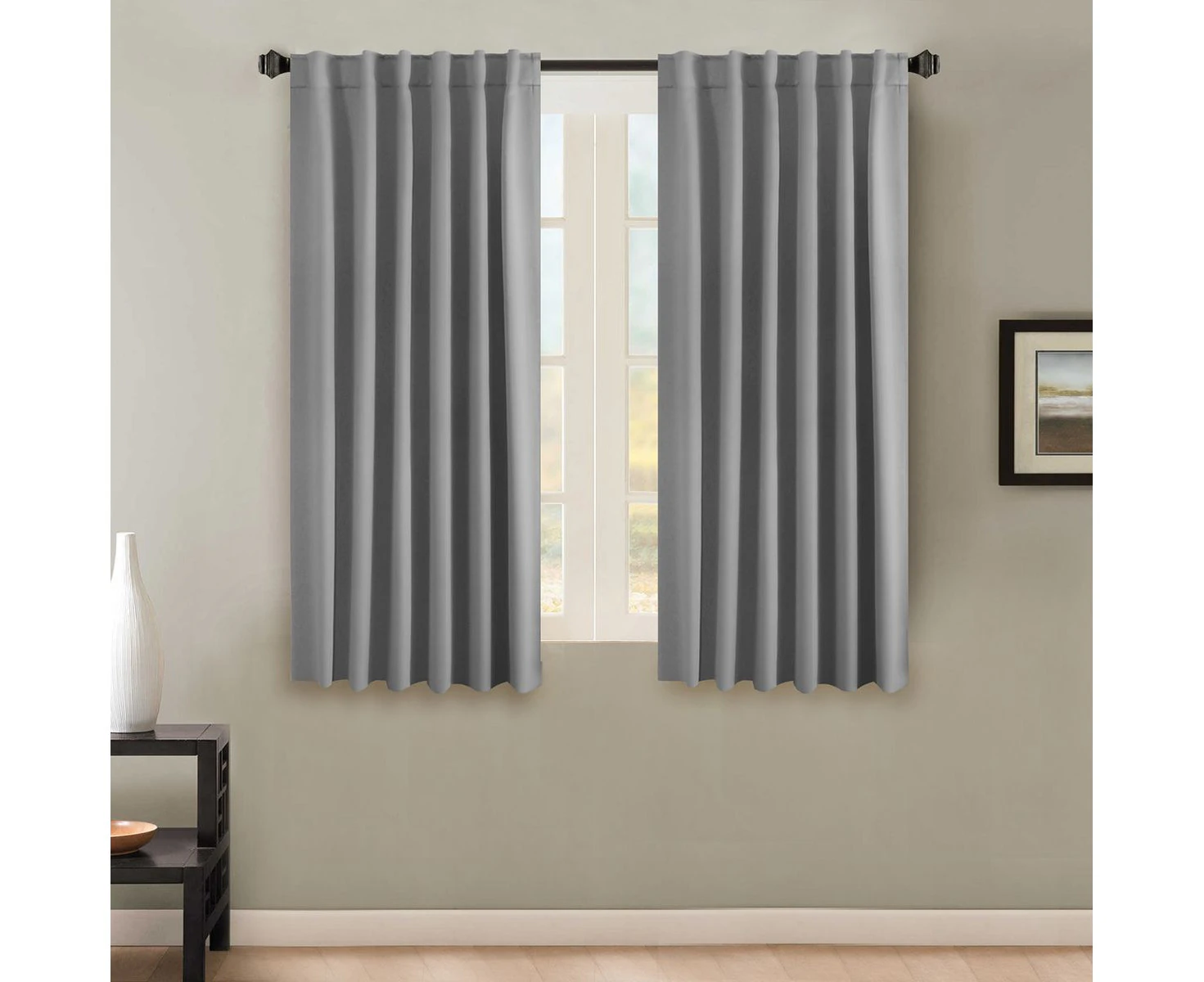 2 Panels Pair Curtains Blockout for Living Room/Bedroom, Rod Pocket/ Back Tab Top Blackout Window Curtain Drapes, Dove Gray