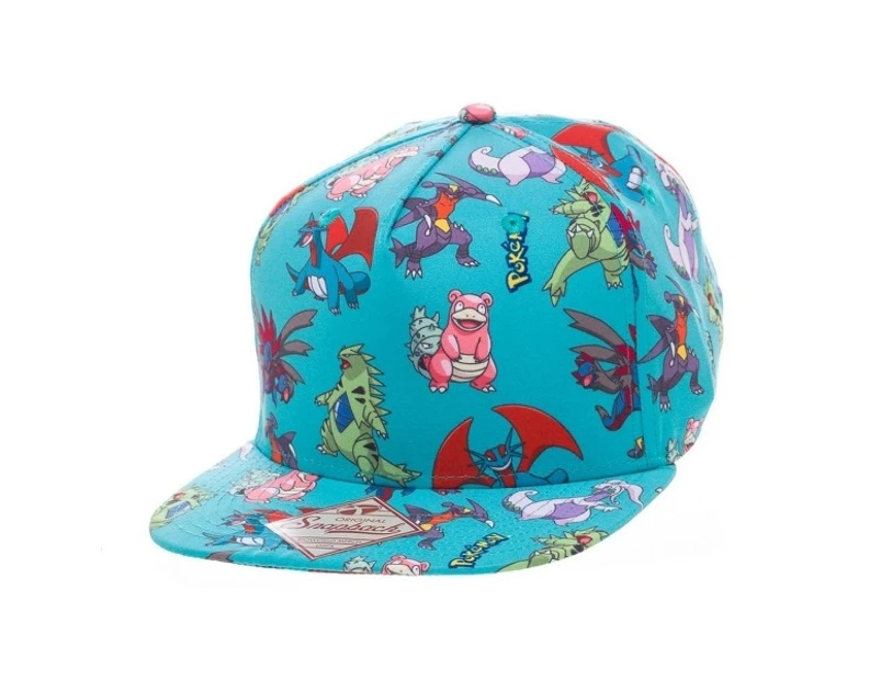 Pokemon Characters All Over Blue Snapback Cap