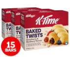 3 x Kellogg's K-Time Baked Twists Strawberry & Blueberry 5pk