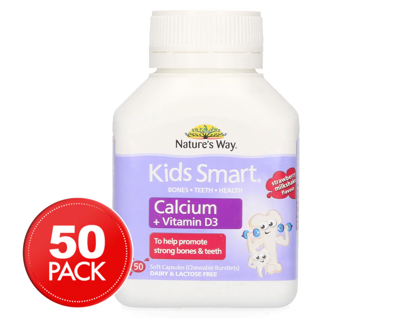 Nature's Way Kids Smart Calcium + Vitamin D Soft Capsules 50pk