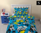 Batman Reversible Single Bed Quilt Cover Set - Blue/Multi