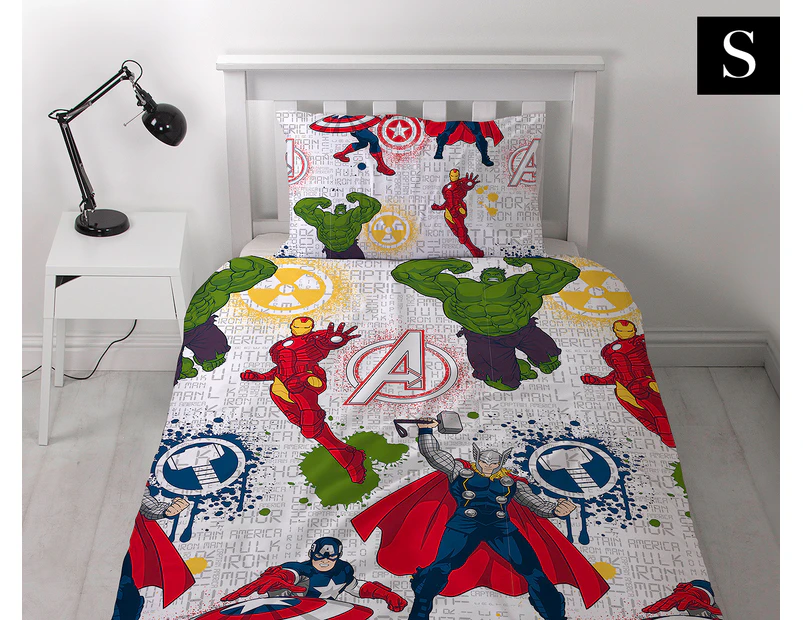 Marvel Avengers Reversible Single Bed Duvet Set - White/Multi