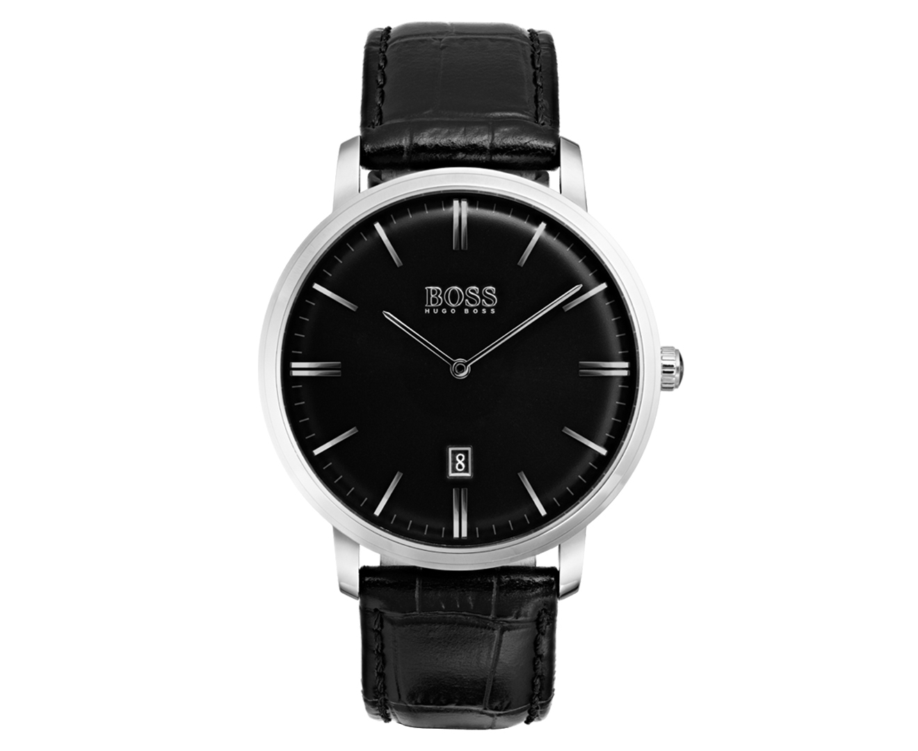 Hugo Boss Men's 38mm Traditional Leather Watch - Black/Black | Catch.co.nz