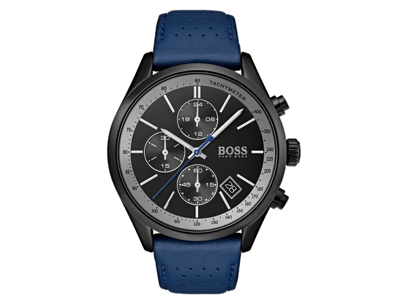 Hugo Boss Men's 43mm Grand Prix Leather Watch - Blue/Black