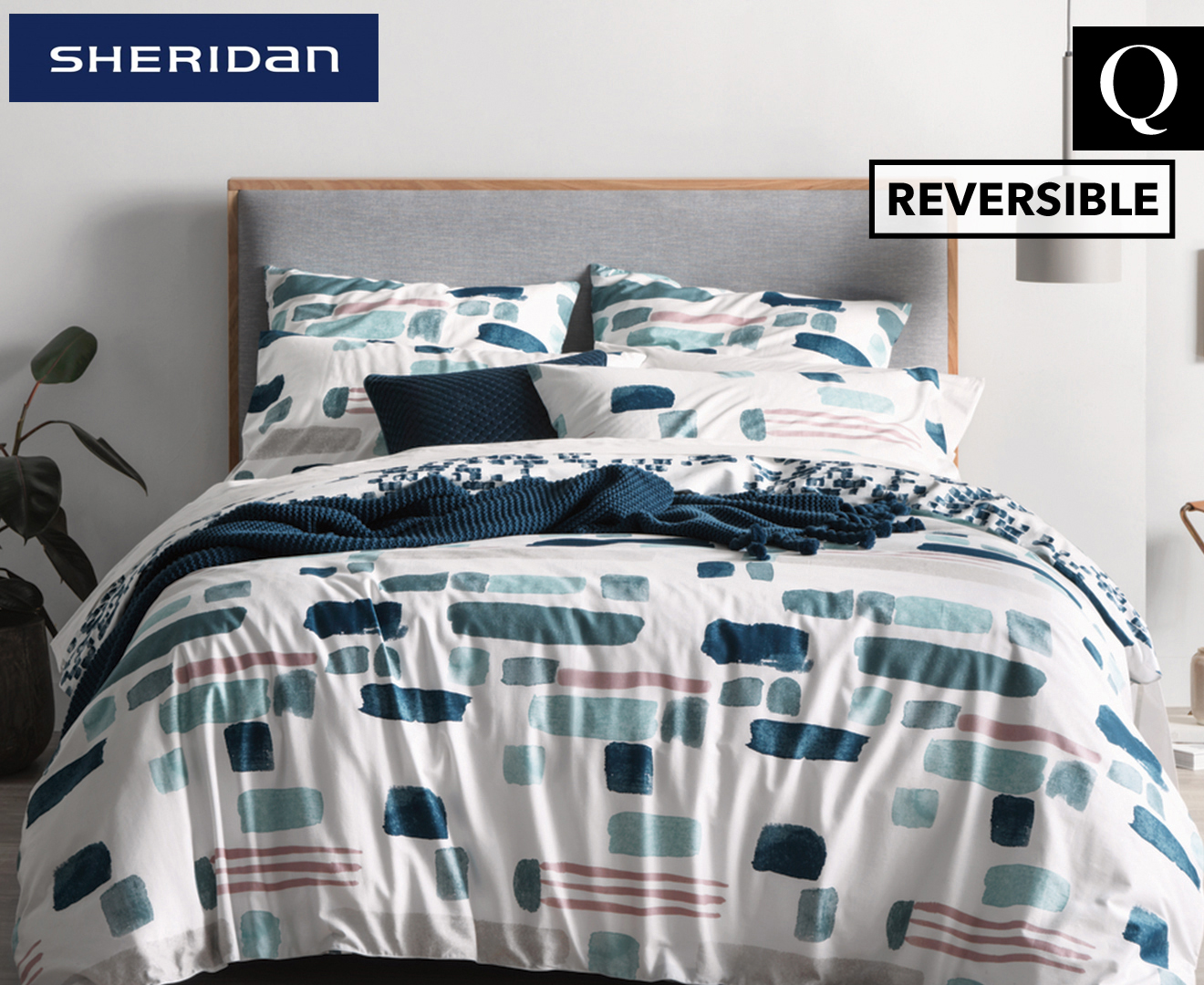 Sheridan Walkers Reversible Queen Bed Quilt Cover Set - Ocean | Catch.co.nz