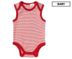 Purebaby Singlet Bodysuit - Red Stripe