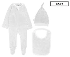 Purebaby Newborn 3-Piece Set - Grey Stripe