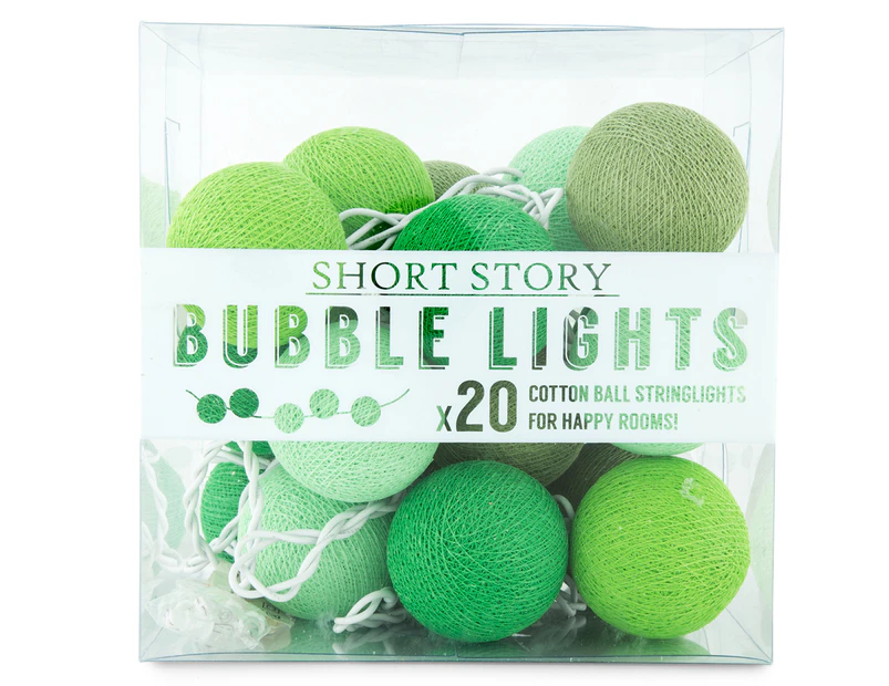 Short Story 3.5m Cotton Ball Christmas String Lights - Green Blossom