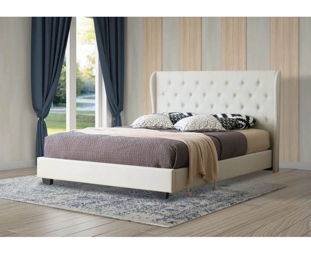 Istyle Wimbledon Queen Bed Frame Fabric Beige