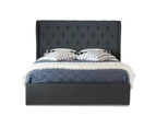Istyle Wimbledon Queen Gas Lift Ottoman Storage Bed Frame Fabric Charcoal