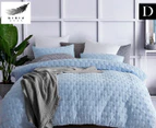 Gioia Casa Quilted Jersey Cotton Double Bed Quilt Cover Set - Blue Marble