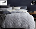 Gioia Casa Quilted Jersey Cotton Queen Bed Quilt Cover Set - Grey Marle