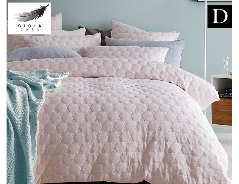 Gioia Casa Quilted Jersey Cotton Double Bed Quilt Cover Set - Pink Marble