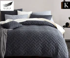 Gioia Casa Quilted Jersey Cotton King Bed Quilt Cover Set - Black Marble