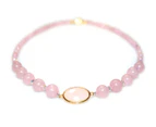 Exquisite Natural Rose Quartz & Swarovski Crystal Beads Necklace