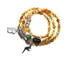 6-12mm Natural Dragon's Vein Agate & Agate with Australian Silver Charms Triple Wrap Gemstone Bracelet