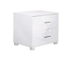 Bedside Cabinet 2 Drawers High Gloss Night Table Bedroom Chest Storage Cupboard