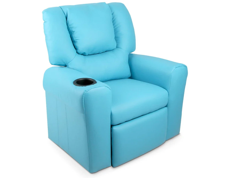 Kids Arm Chair Sofa Lounge Recliner PU Leather Reclining Seat Drink Cup Holder Adjustable Footrest Children Armchair