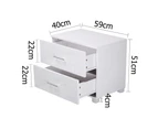 Bedside Cabinet 2 Drawers High Gloss Night Table Bedroom Chest Storage Cupboard