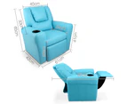 Kids Arm Chair Sofa Lounge Recliner PU Leather Reclining Seat Drink Cup Holder Adjustable Footrest Children Armchair