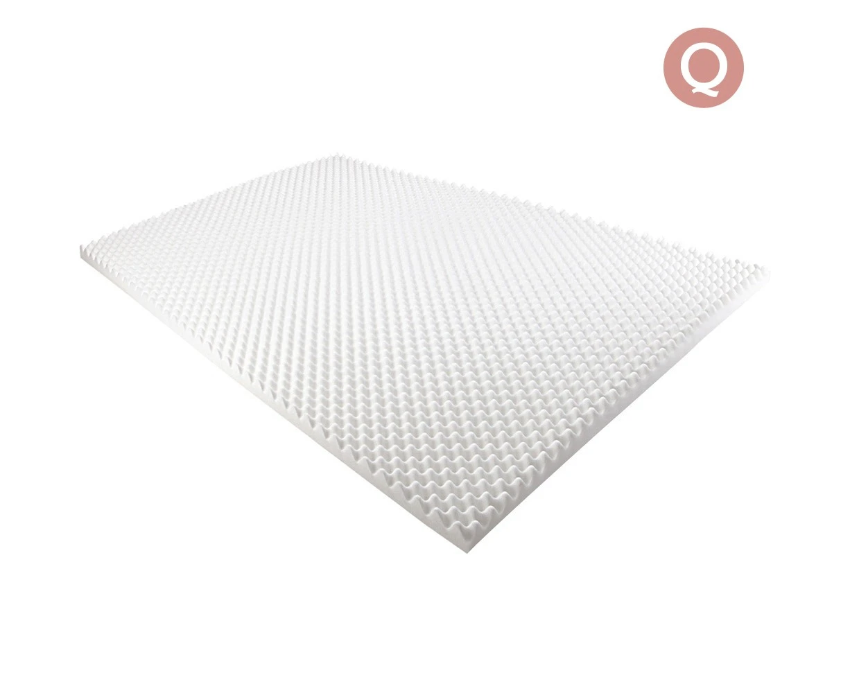 Mattress Topper Queen Size Egg Crate Foam 5cm Thick Underlay Protector Bed Sleep Top Pad Cover Mat Deluxe Home Bedding