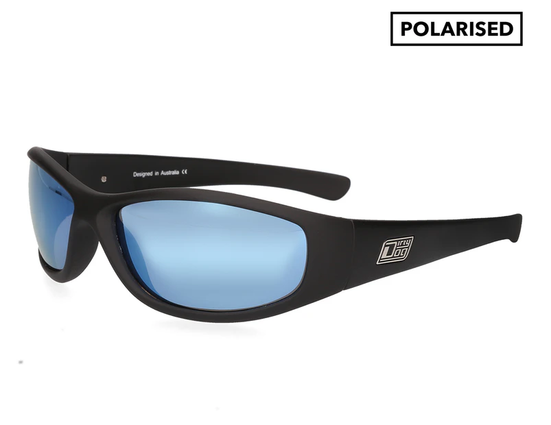 Dirty Dog Men's Boofer Polarised Sunglasses - Satin Black/Ice Blue Mirror