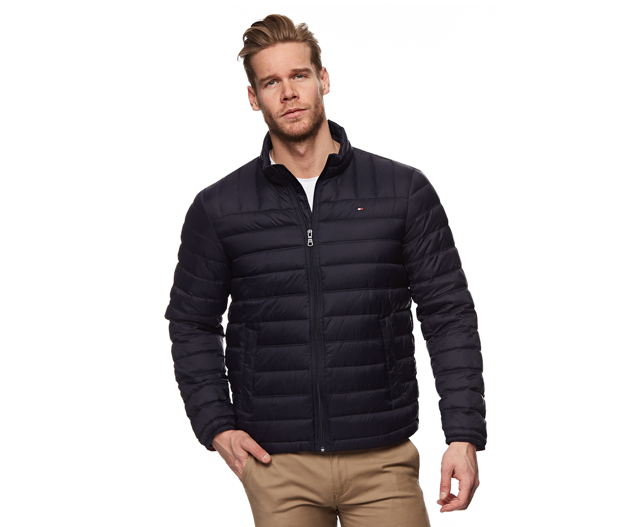 Tommy Hilfiger Men's Packable Natural Down Jacket - Midnight | Catch.com.au