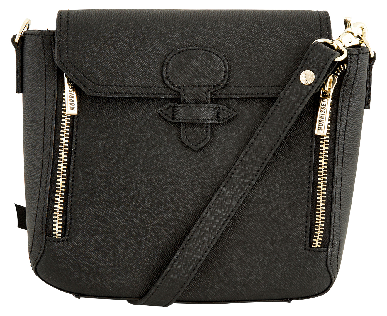 Morrissey Saffiano Structured Leather Crossbody Bag - Black | Catch.co.nz