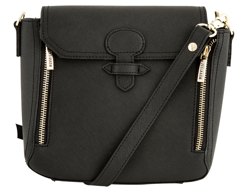 Morrissey Saffiano Structured Leather Crossbody Bag - Black